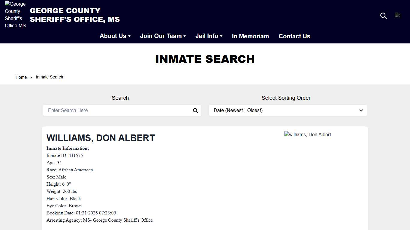 Inmate Search George County Sheriff’s Office MS